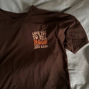 Zara Brown Tee with Orange Graphic